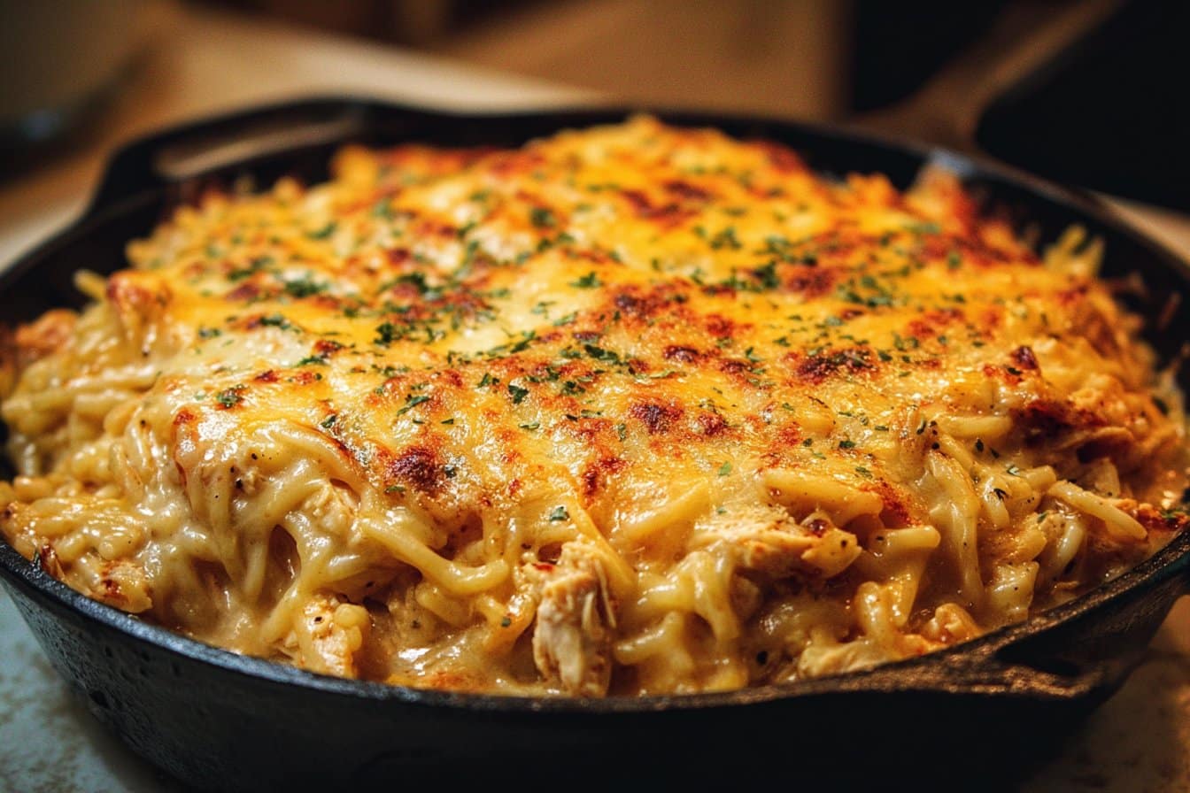 Spicy Southern Cheesy Chicken Spaghetti Casserole