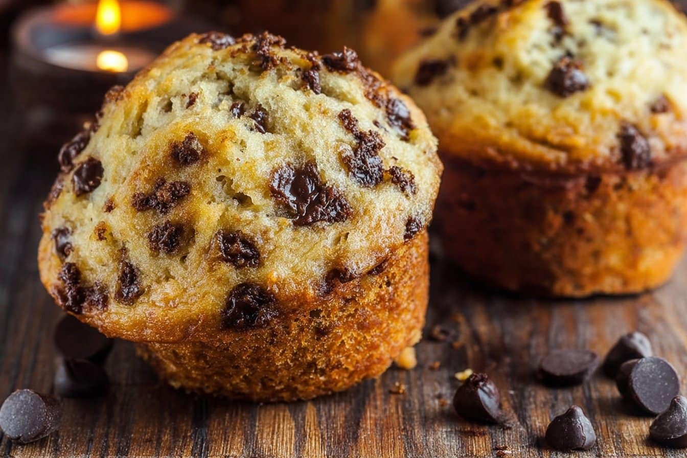Soft and Moist Banana Chocolate Chip Muffins