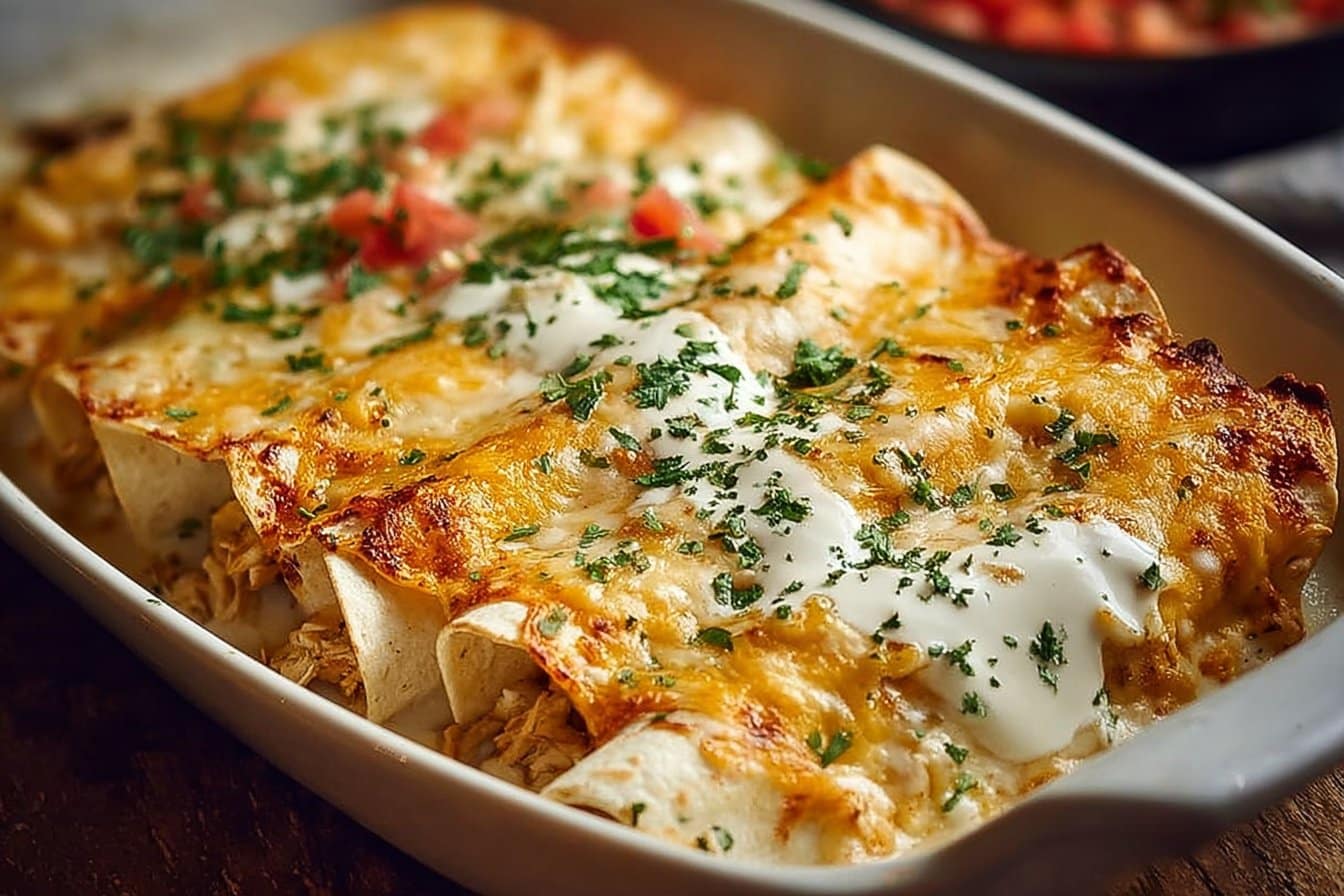 38g Protein Chicken Enchiladas with Dreamy White Sauce