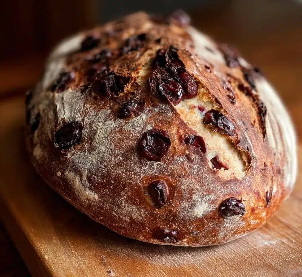 Chocolate Cherry Sourdough Bread baked to perfection with a unique flavor combination.