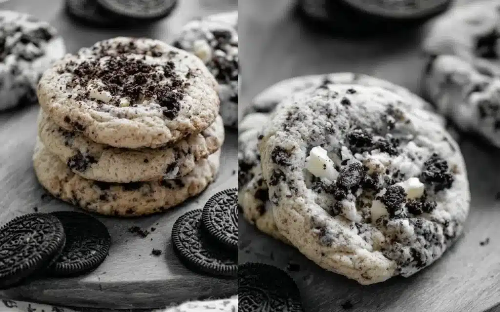 Delicious freshly baked Cookies and Cream Cookies on a plate