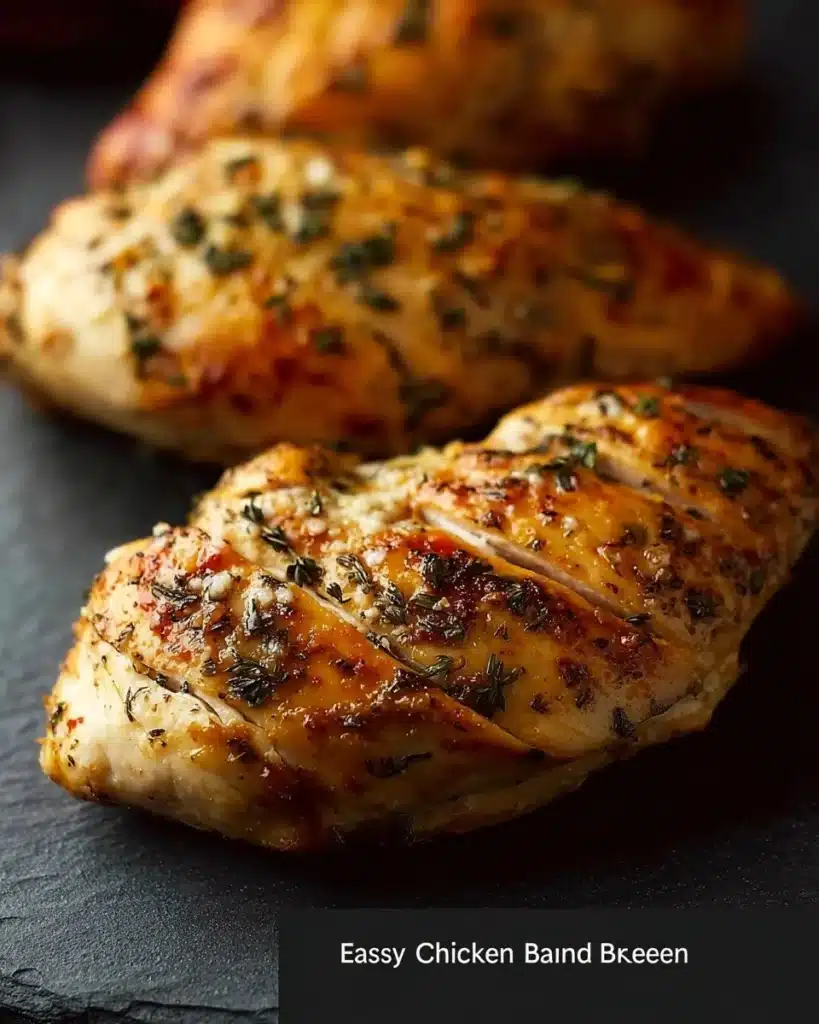 Deliciously cooked easy baked chicken breast on a plate
