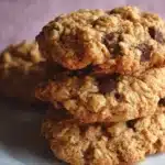 Baked oatmeal peanut butter chocolate chip cookies on a plate