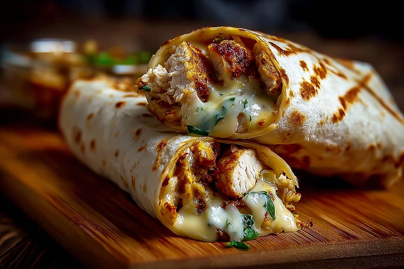 Cheesy Garlic Chicken Wraps