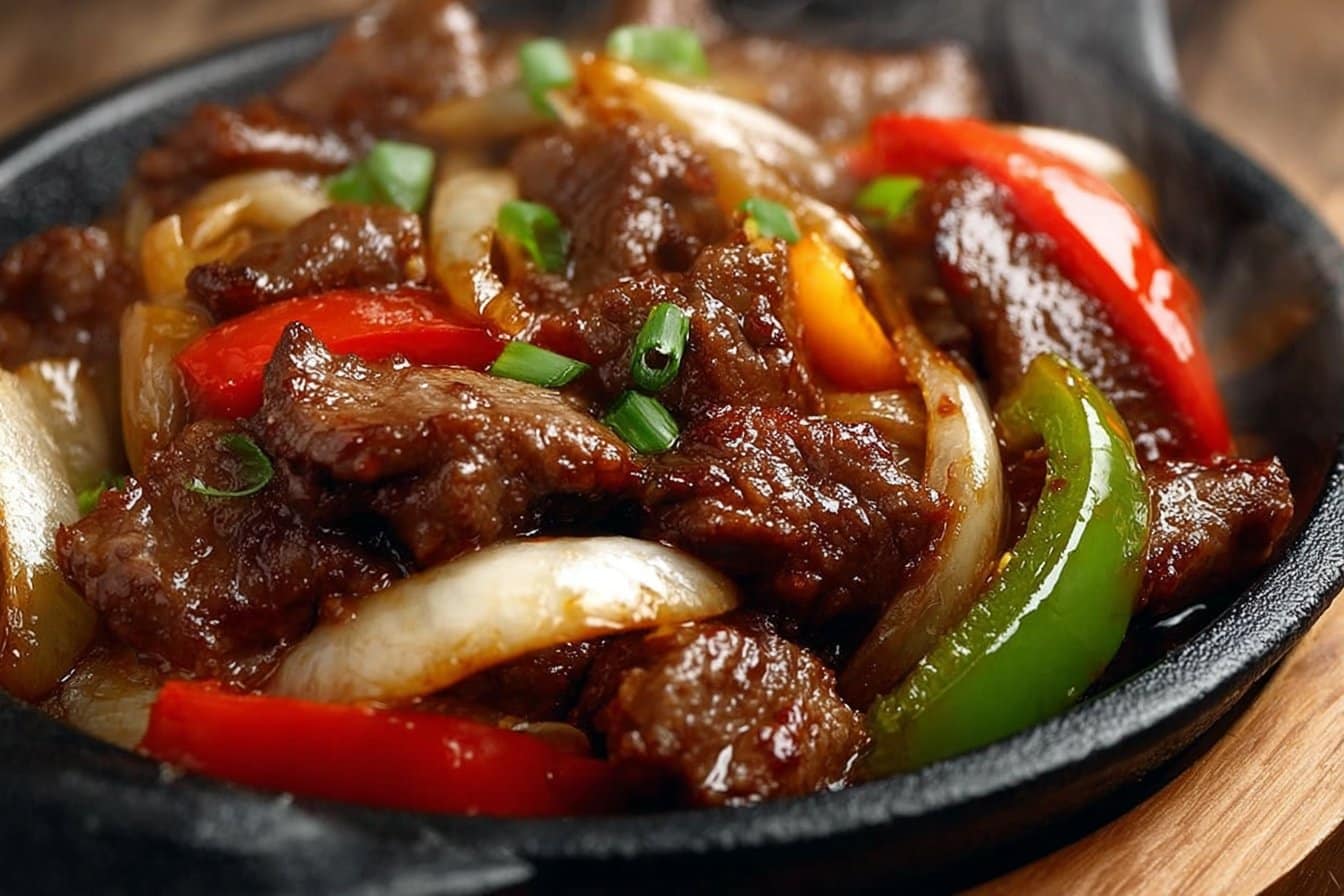 Sizzling Chinese Pepper Steak with Onions