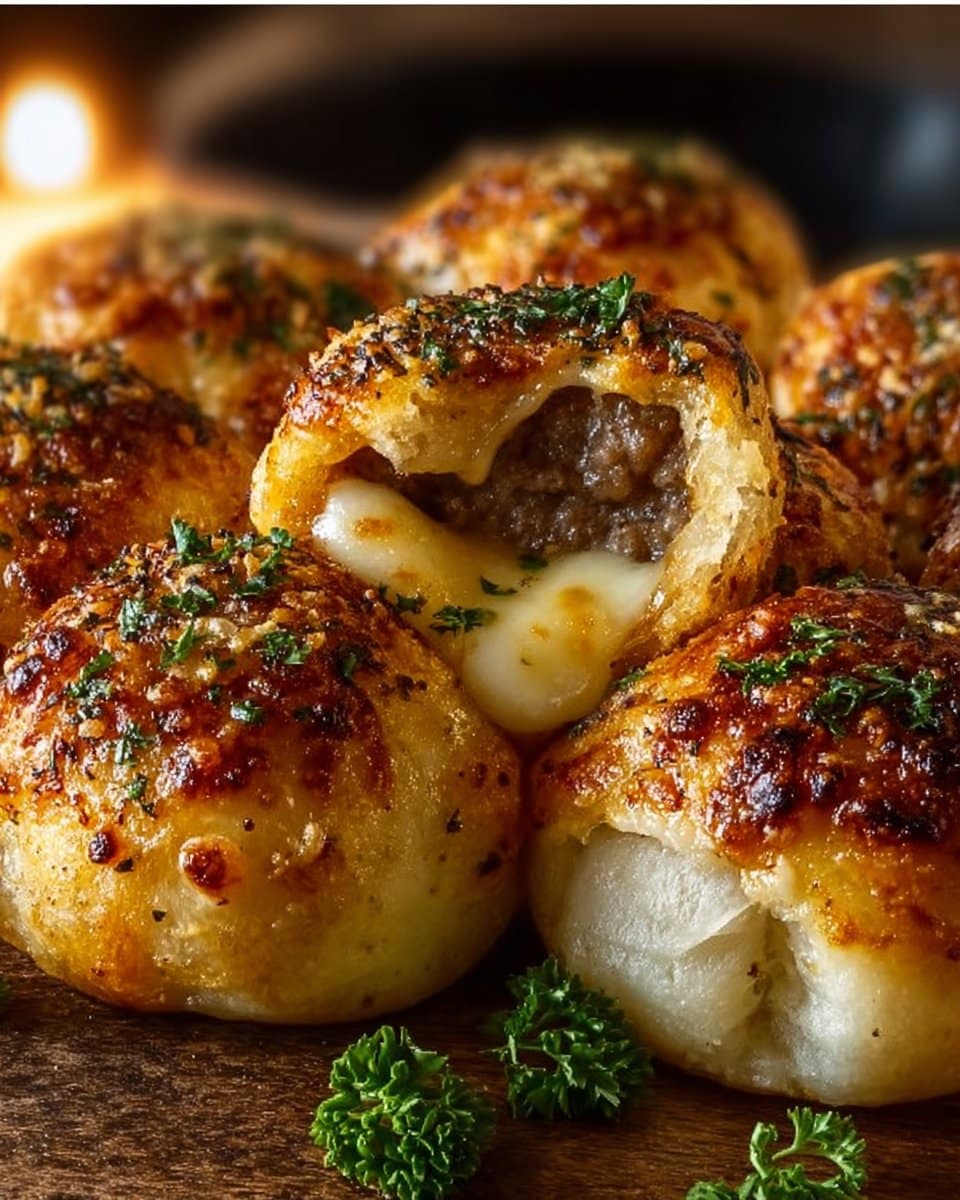 Garlic Parmesan Cheeseburger Bombs