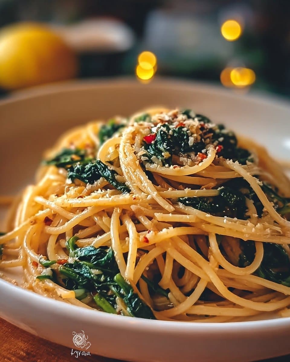 Spaghetti with Garlic & Spinach