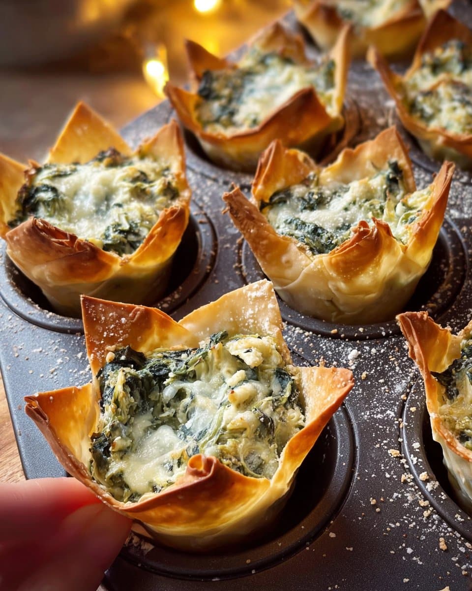 Spinach and Artichoke Wonton Cups