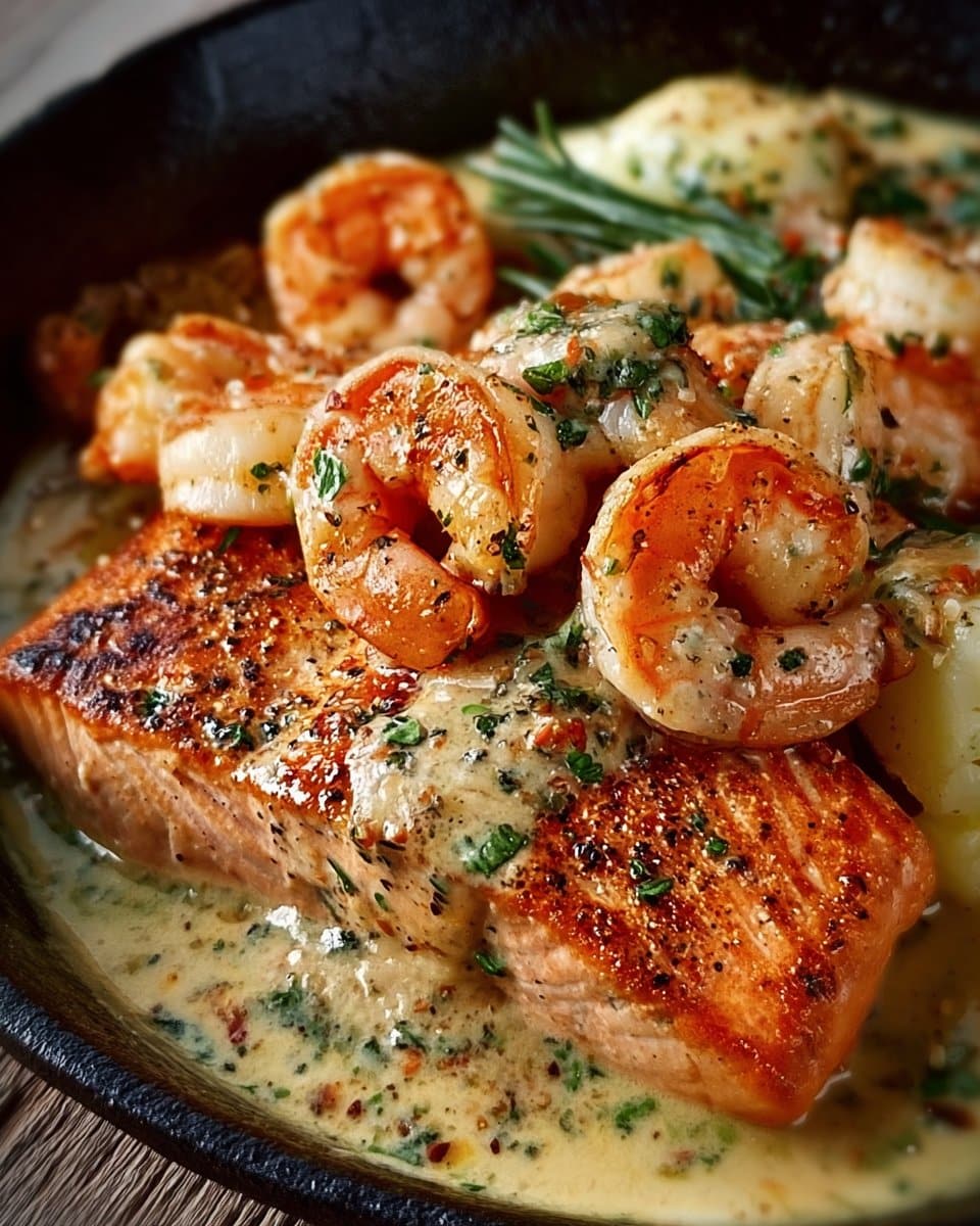 Cajun Shrimp and Salmon with Garlic Cream Sauce