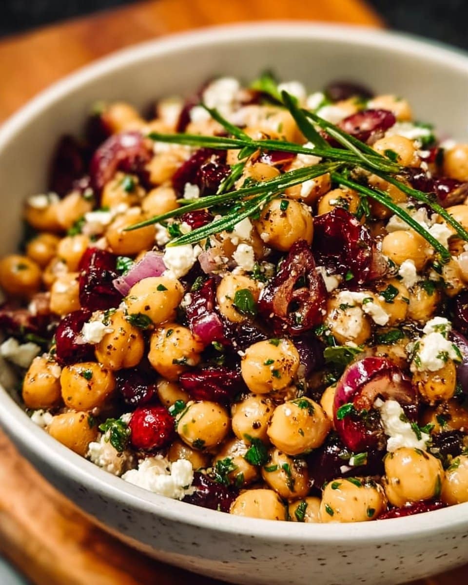 Feta and Cranberry Chickpea Salad with Lemon Vinaigrette