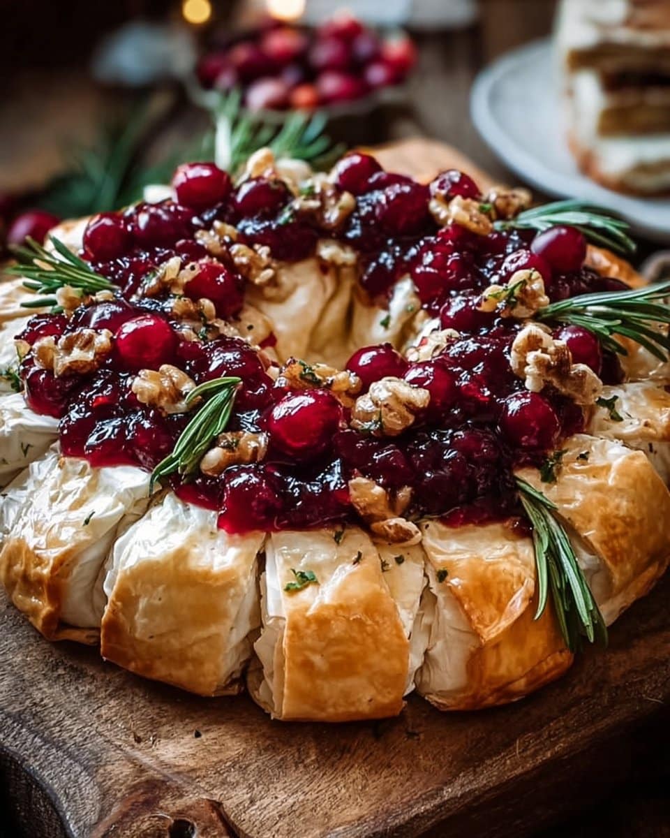 Brie Cheese and Cranberry Christmas Wreath