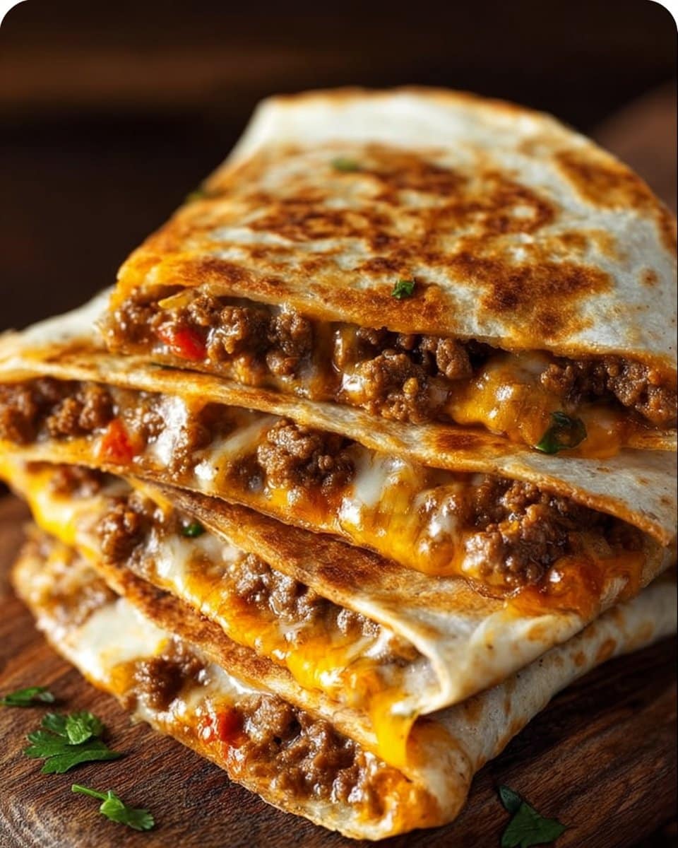 Ground Beef Cheesy Quesadillas