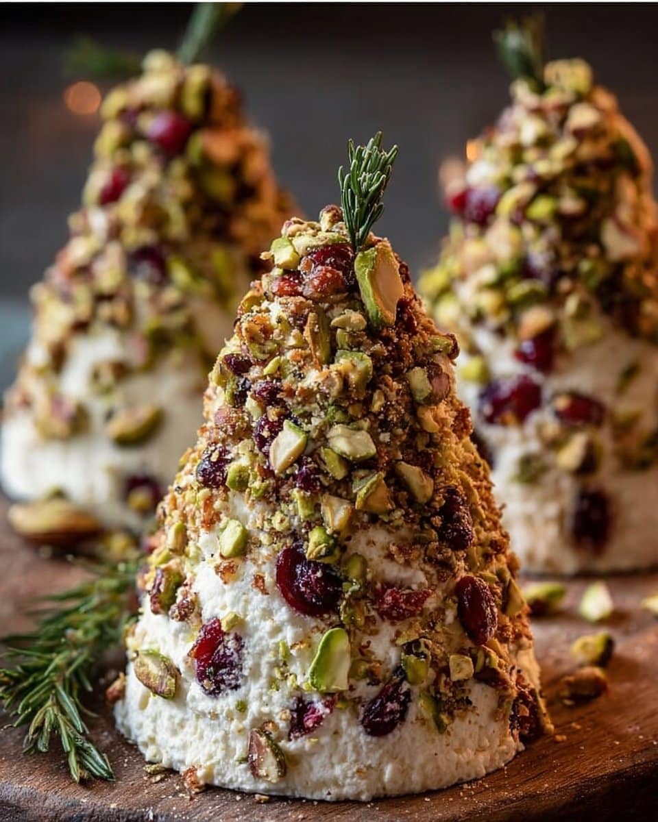 Festive Pistachio-Cranberry Holiday Cheese Trees