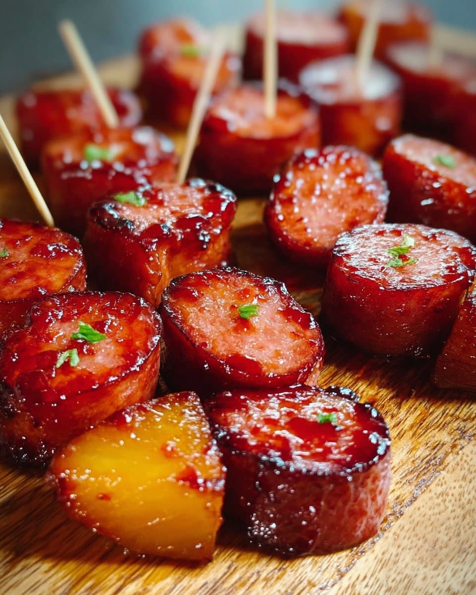 Glazed Pineapple Kielbasa Bites