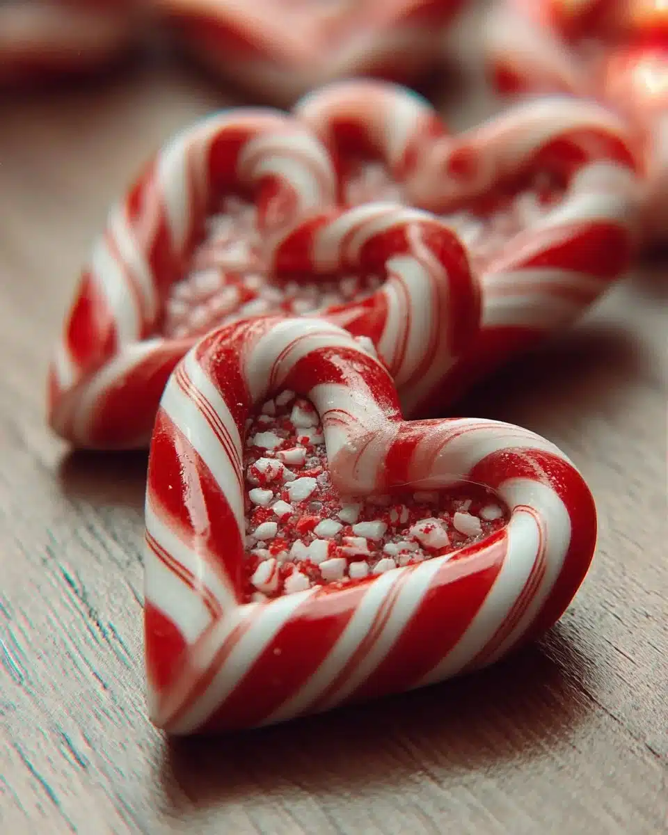 Candy cane hearts decorated for the holidays