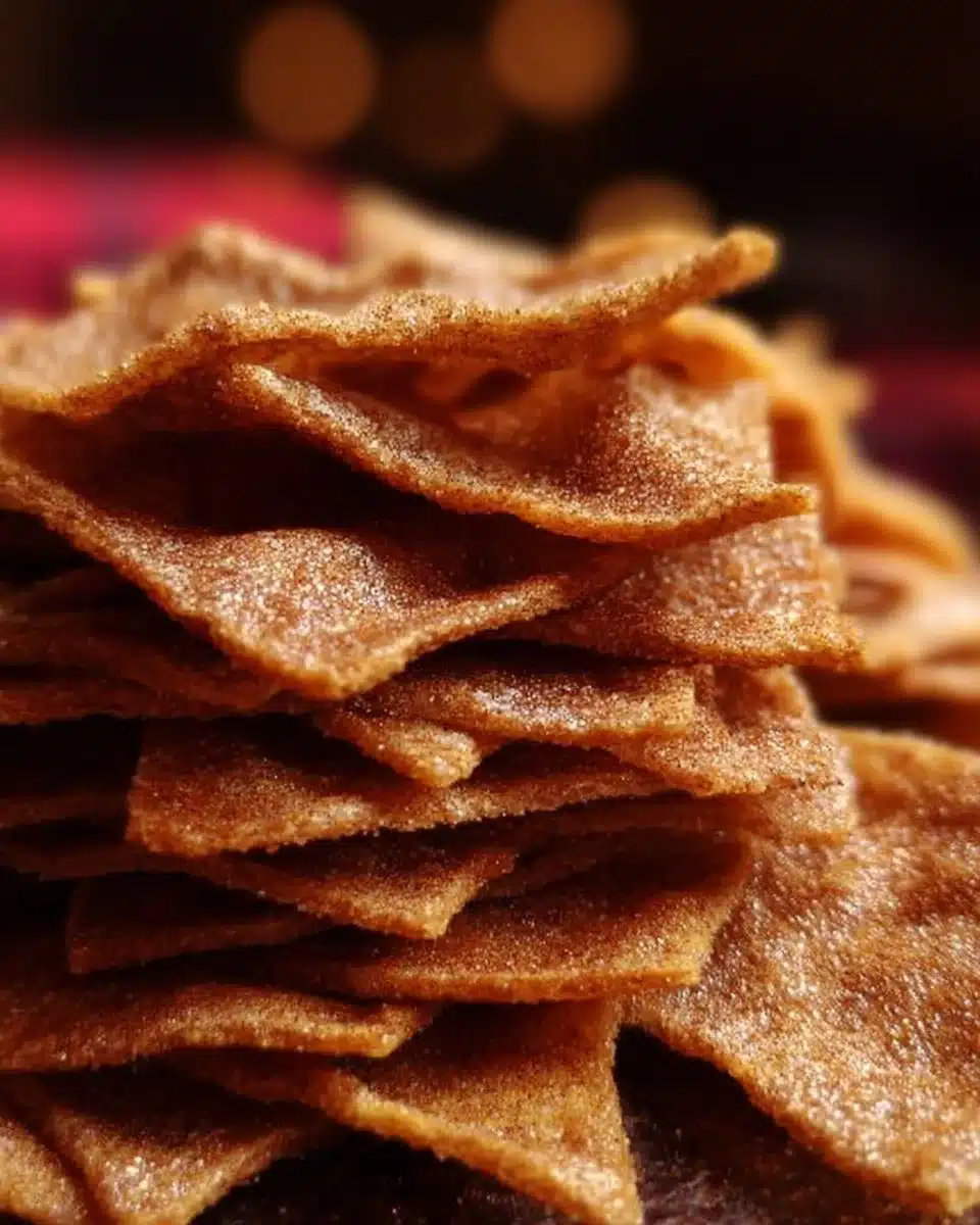 Homemade Christmas Eve cinnamon crisps on a festive plate