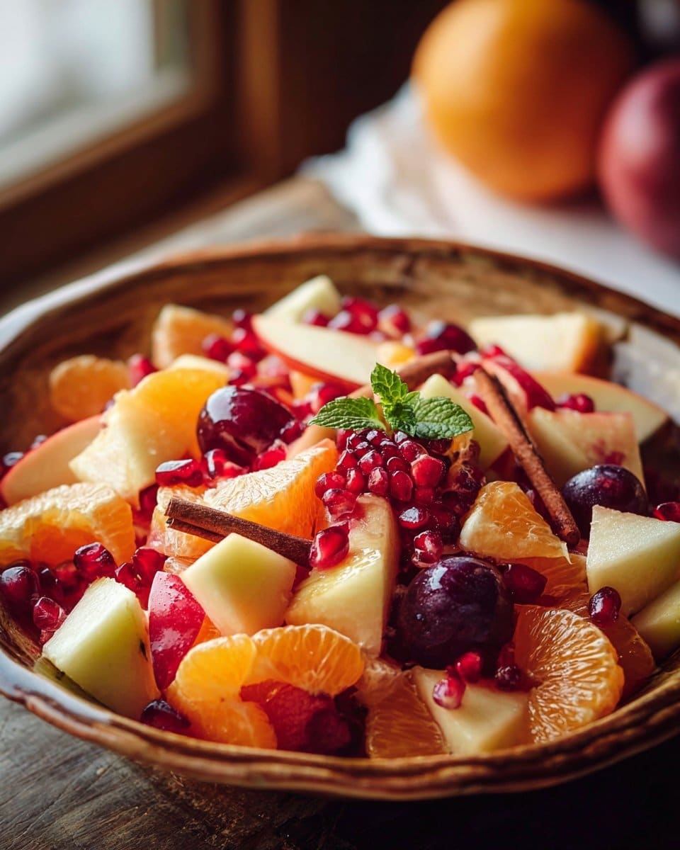 Sweet Winter Fruit Salad with Cinnamon Vanilla Dressing