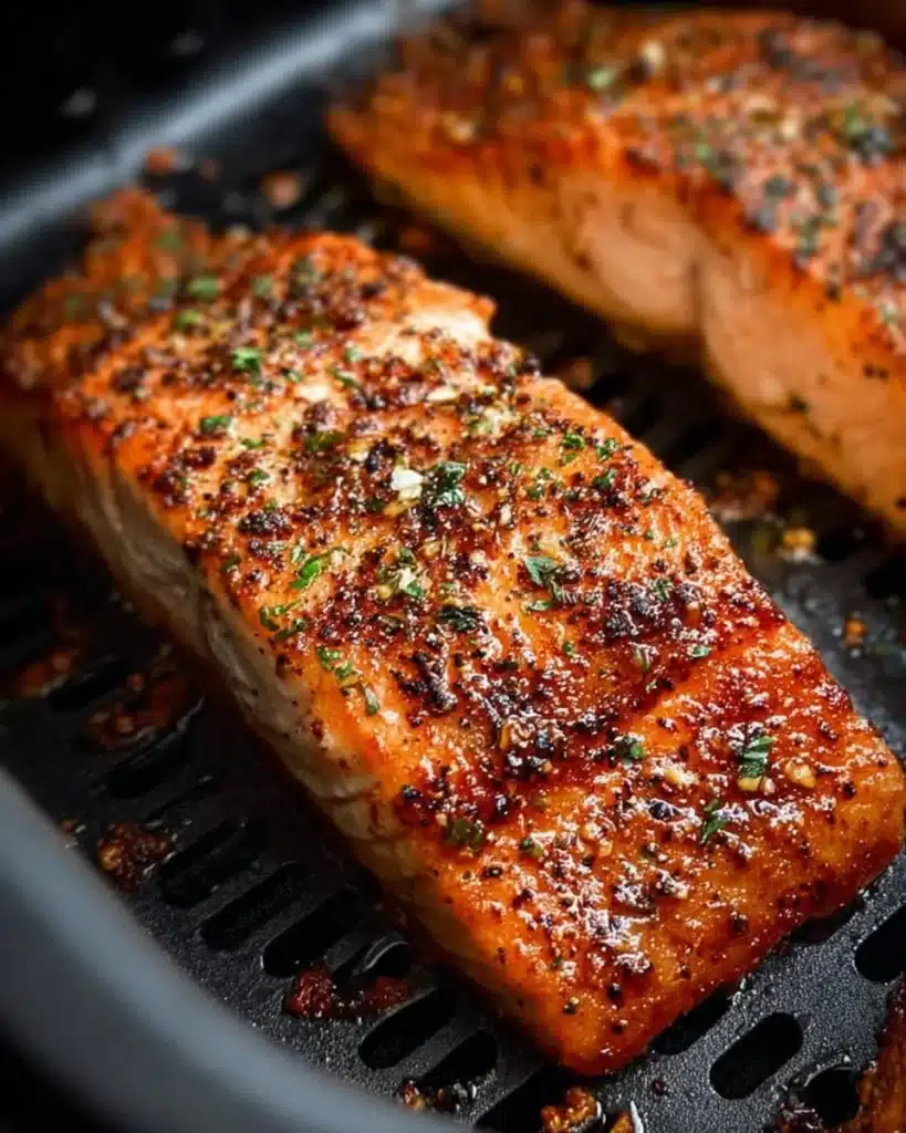Easy air fryer salmon fillet cooked to perfection in an air fryer.
