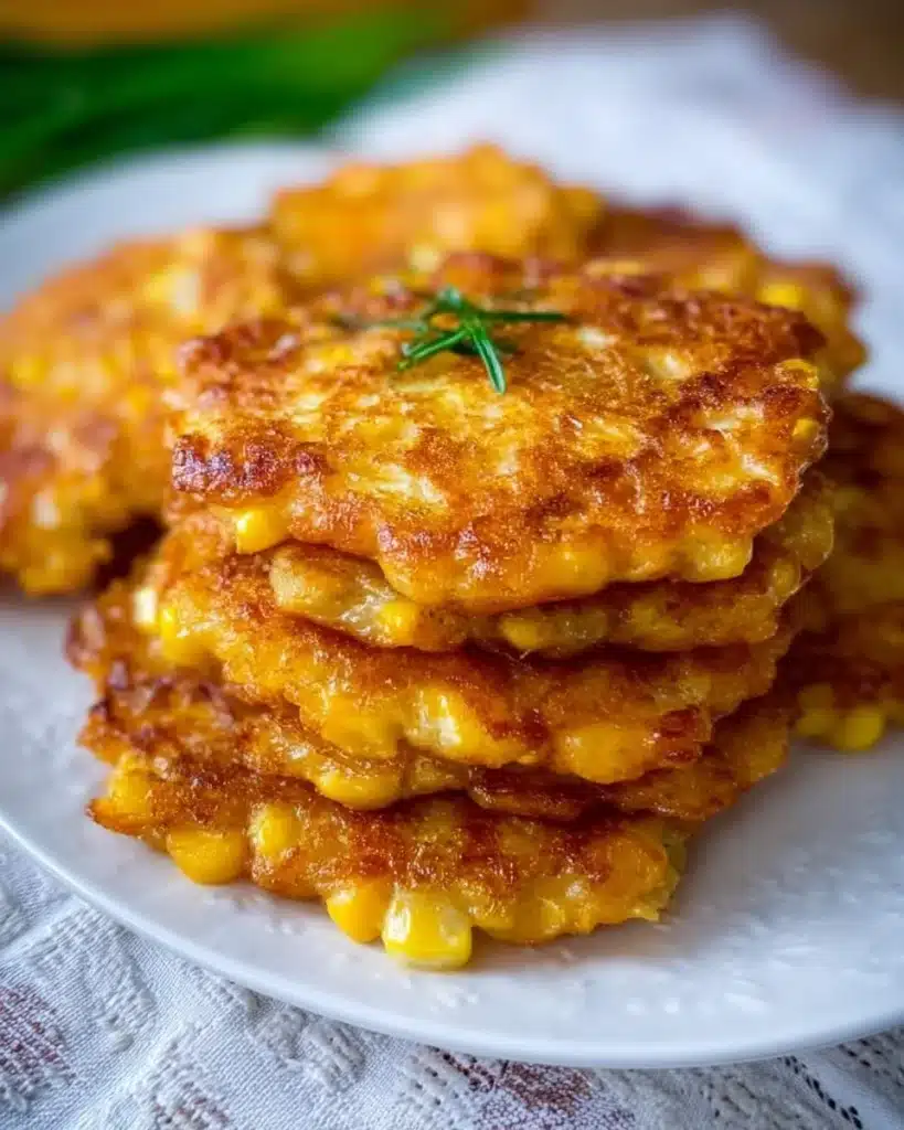 Delicious homemade corn fritters on a plate with dipping sauce