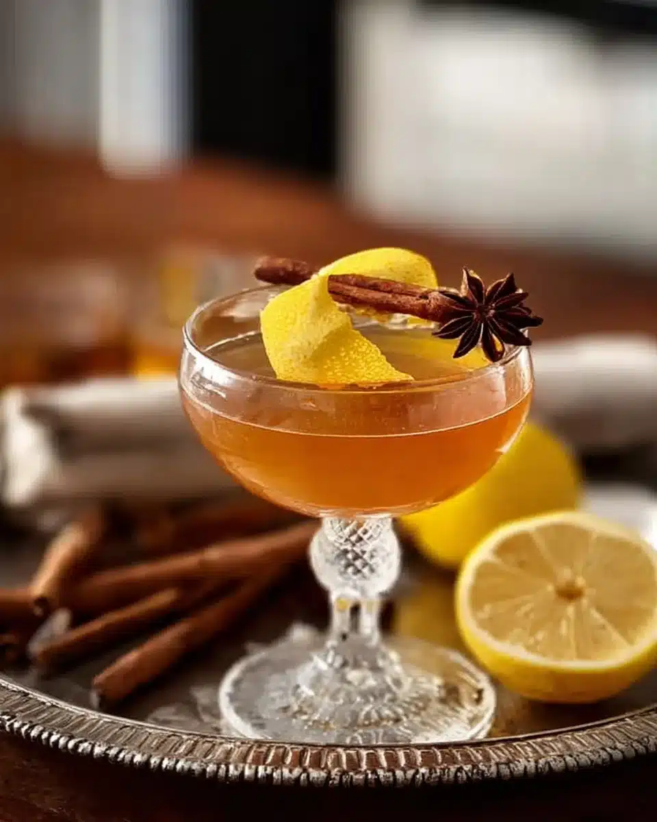 Easy spiced Sidecar cocktail with warm spices and citrus