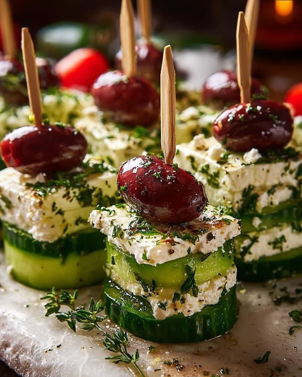 Greek Feta & Cucumber Bite Skewers