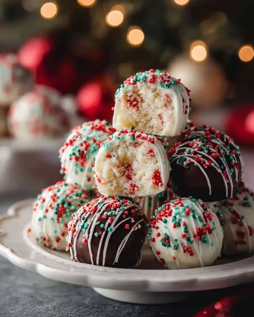 Festive Little Debbie Christmas Tree Cakes Truffles dessert decorated for the holidays.