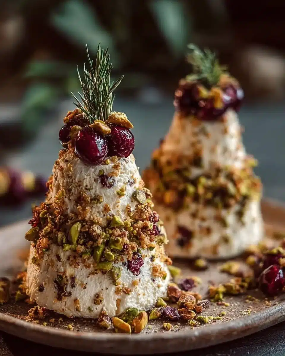 Festive Pistachio-Cranberry cheese trees for holiday celebrations