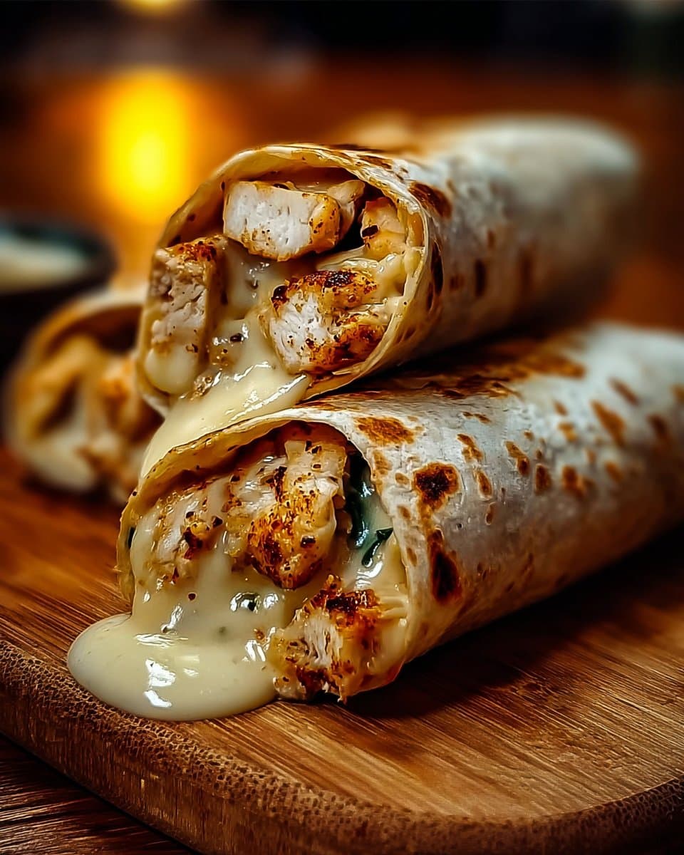 Cheesy Garlic Chicken Wraps