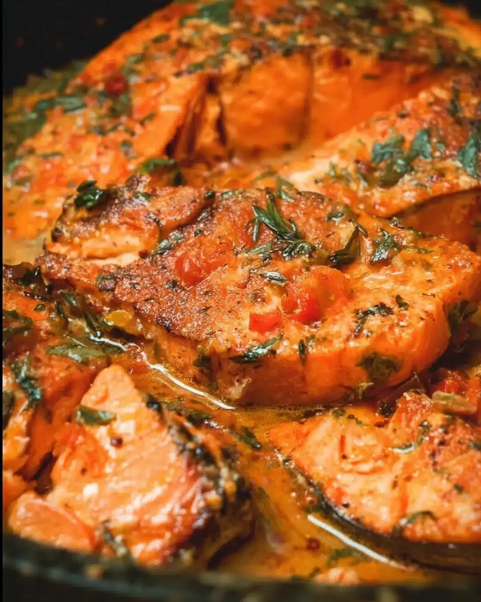 Delicious Marry Me Salmon dish garnished and ready to serve.