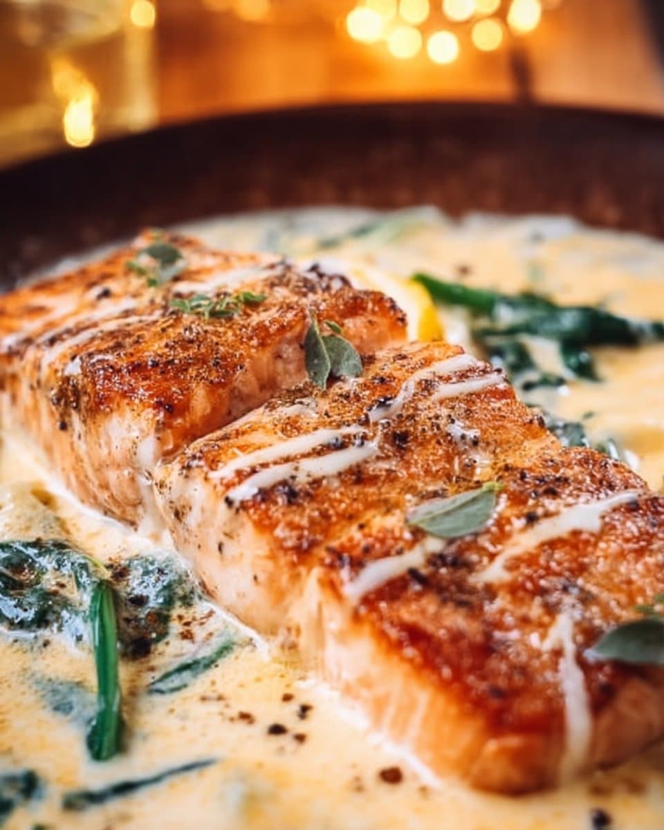 Pan Seared Salmon in Parmesan Cream Sauce