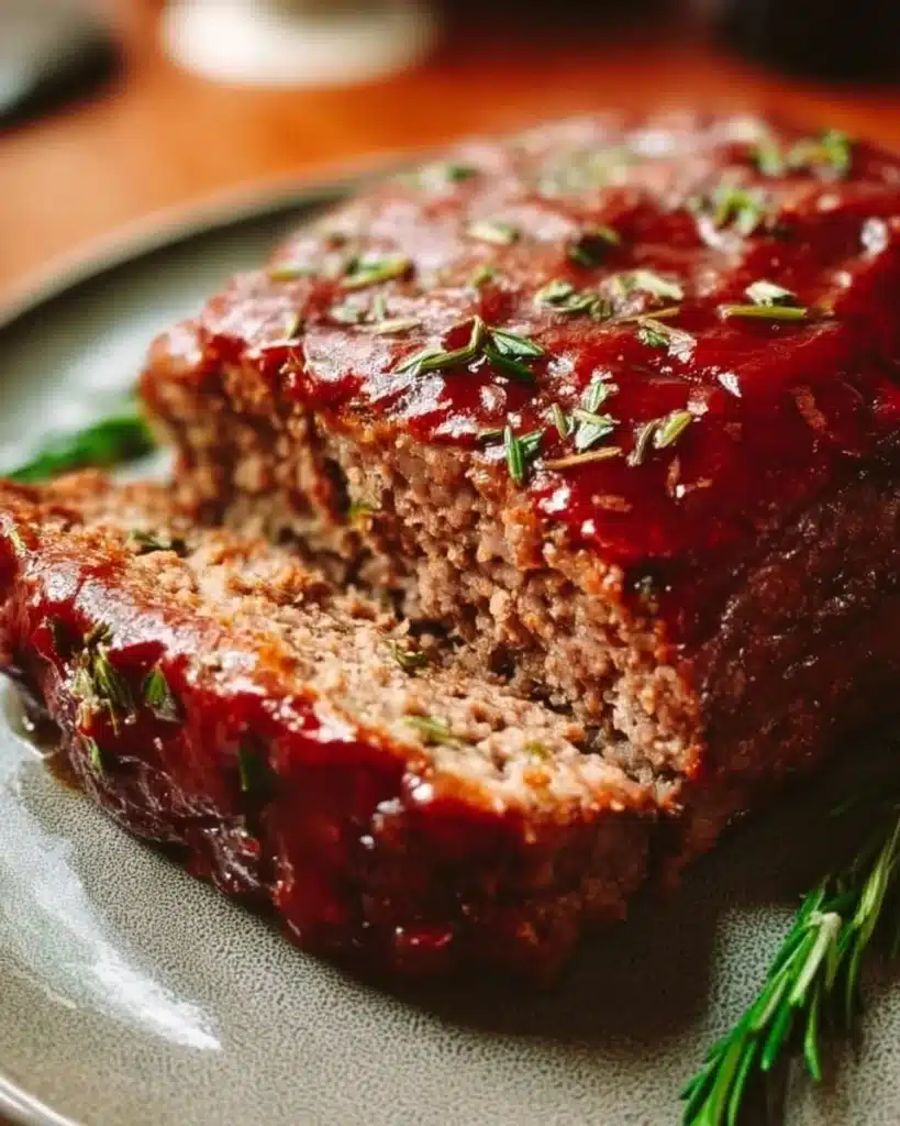Delicious Old Fashioned Momma's Meatloaf served with mashed potatoes and gravy
