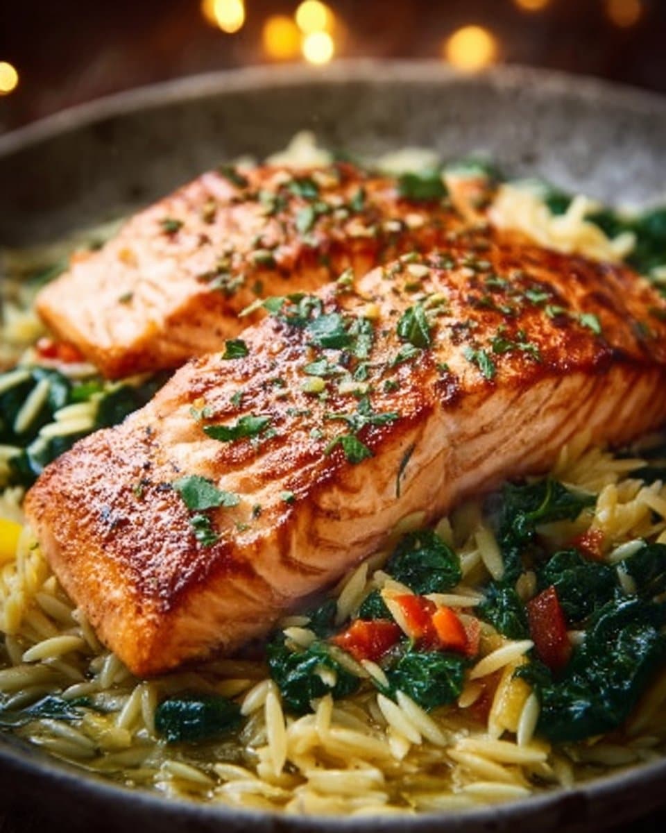 Mediterranean Salmon with Lemon Orzo