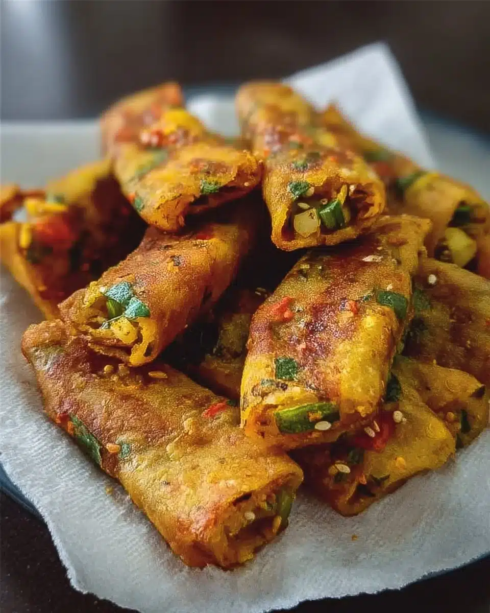 Schezwan Vegetable Roti Roll filled with mixed vegetables and spicy sauce