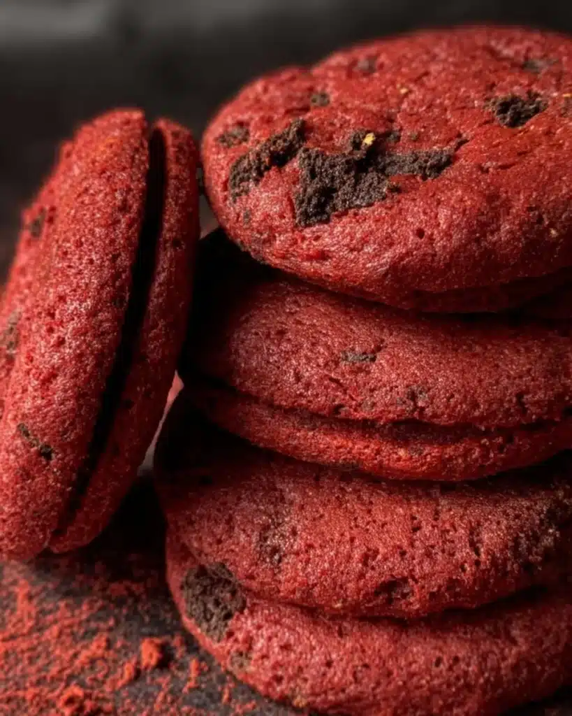 Stranger Things Red Velvet Oreo Cookies decorated for Halloween