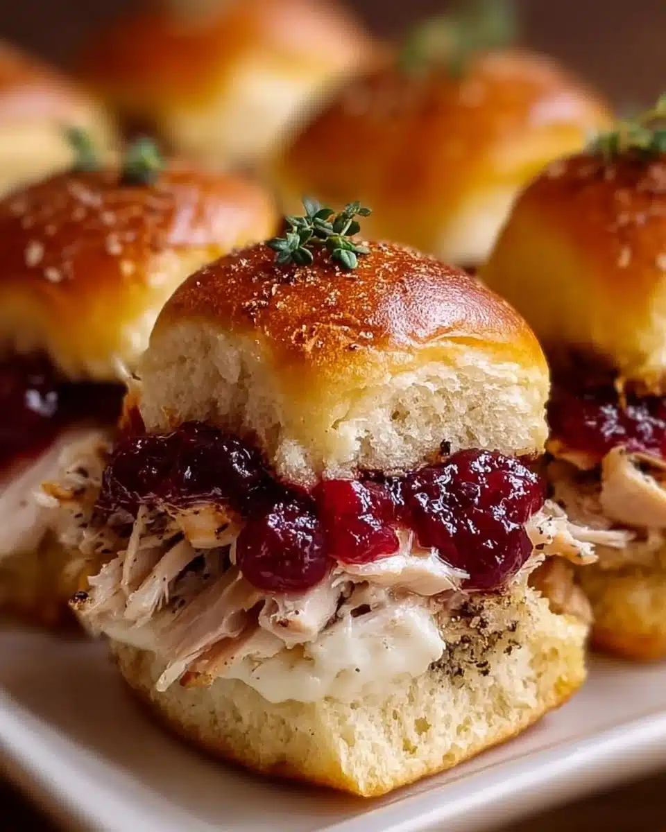 Homemade Turkey Cranberry Sliders served on a platter