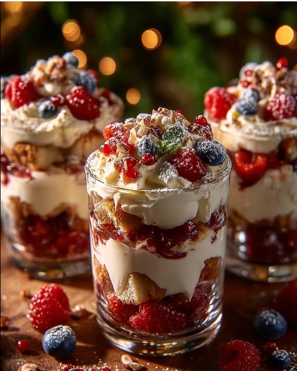 Creamy Christmas Trifle Parfait Shots