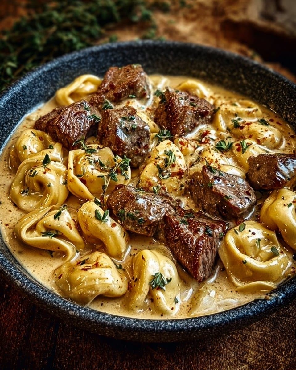 Cracked Garlic Steak Tortellini in Creamhouse Sauce Bliss