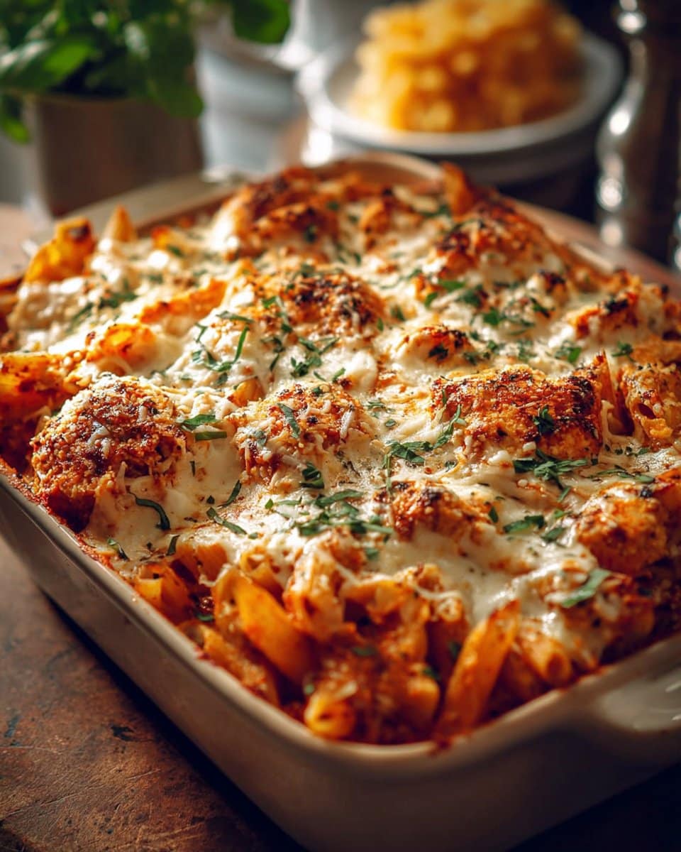 Dump And Bake Chicken Parmesan Casserole