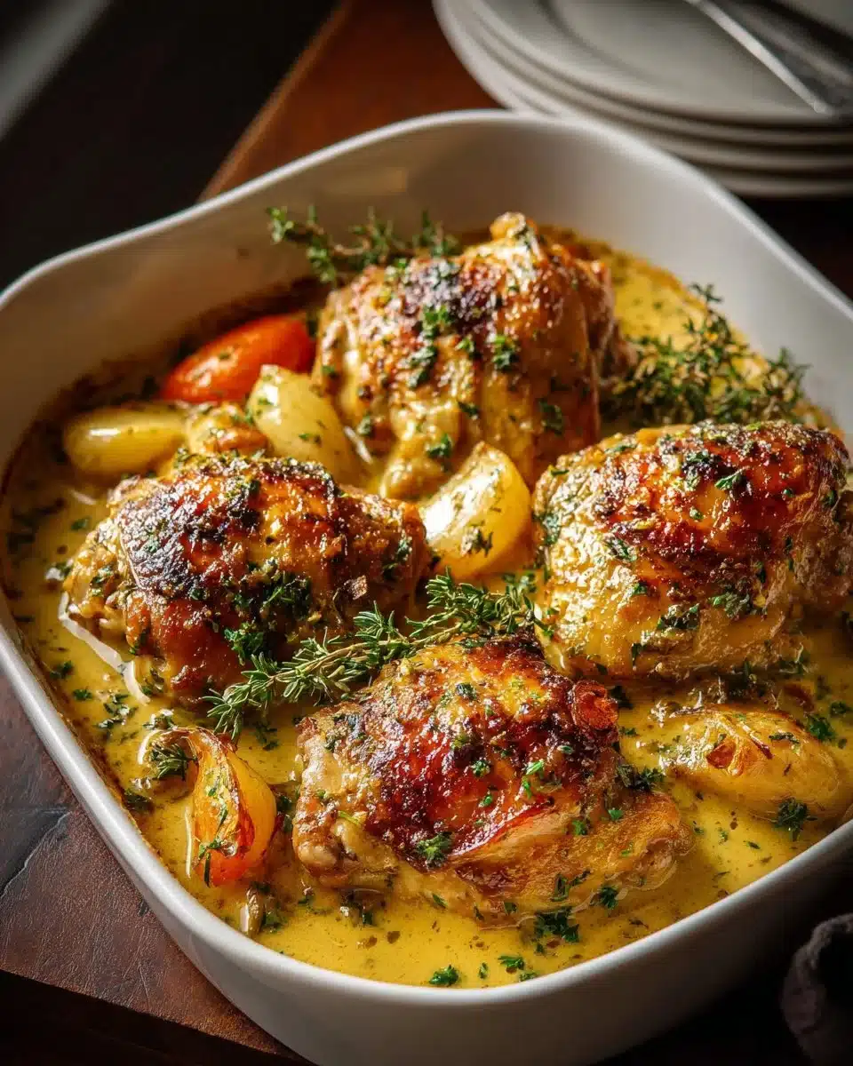 Creamy Baked Dijon Chicken Thighs