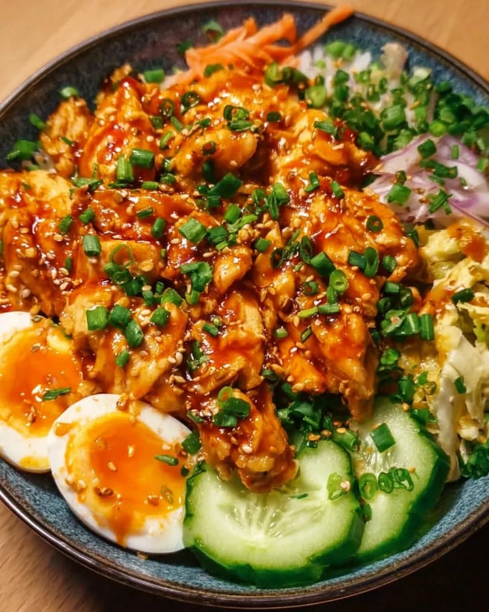 Delicious Bang Bang Chicken Bowl with fresh ingredients and vibrant colors