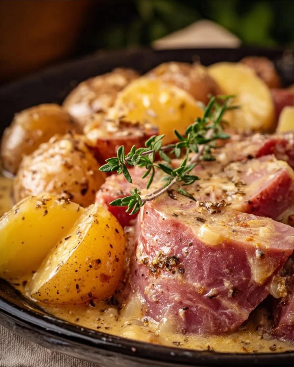 Creamy Crockpot Ham & Potatoes