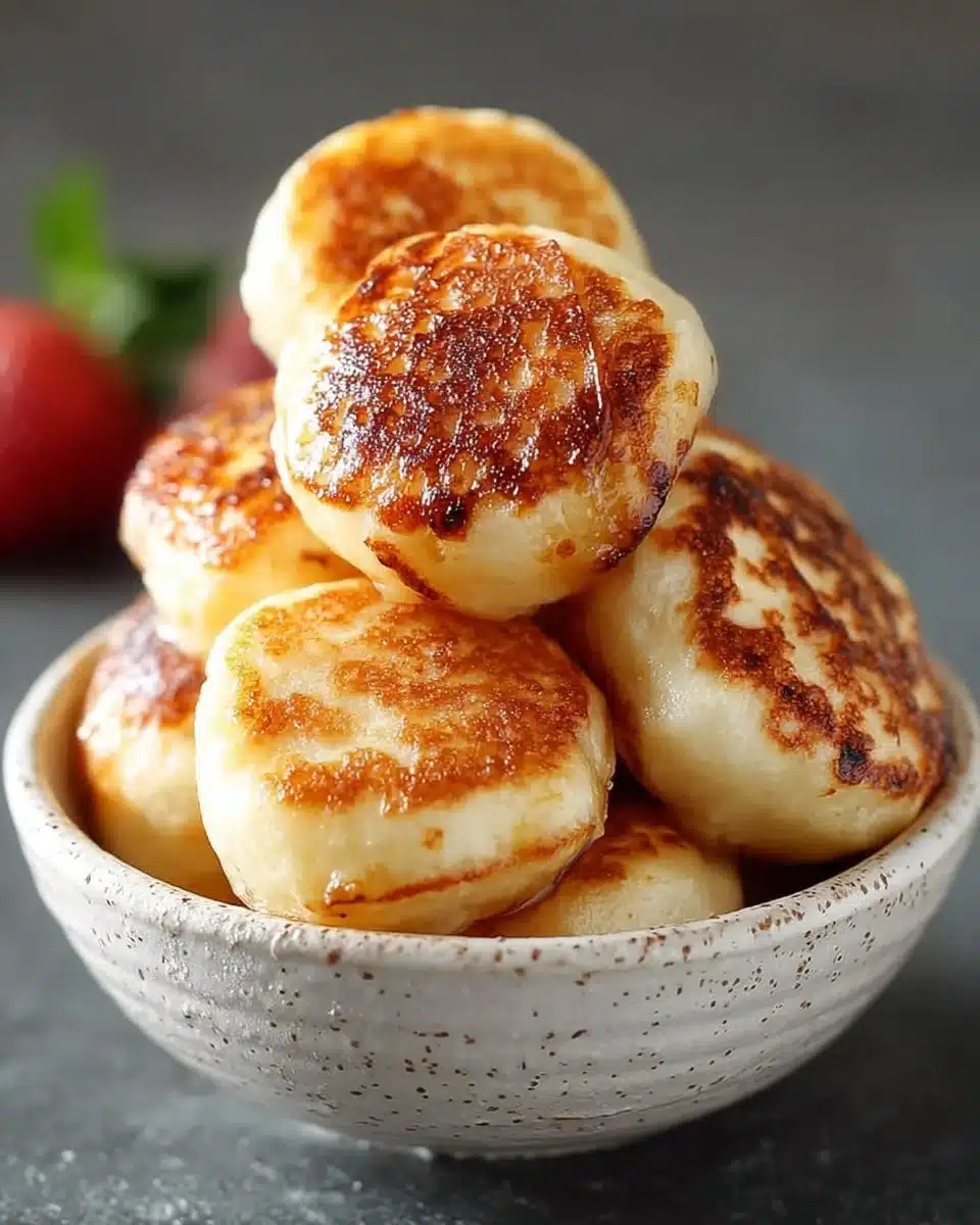 Delicious breakfast pancake poppers served with syrup and berries