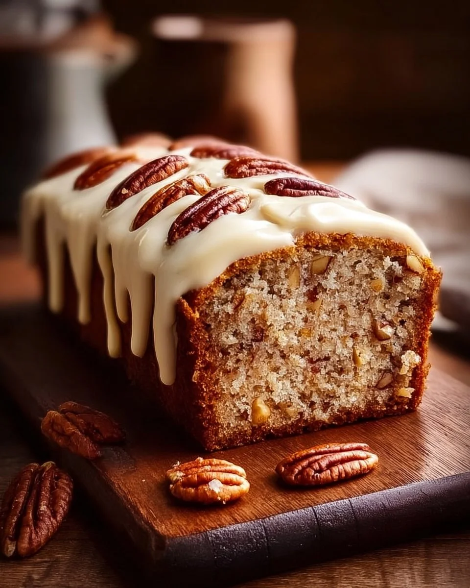 Butter Pecan Cake Loaf with Cream Cheese Icing