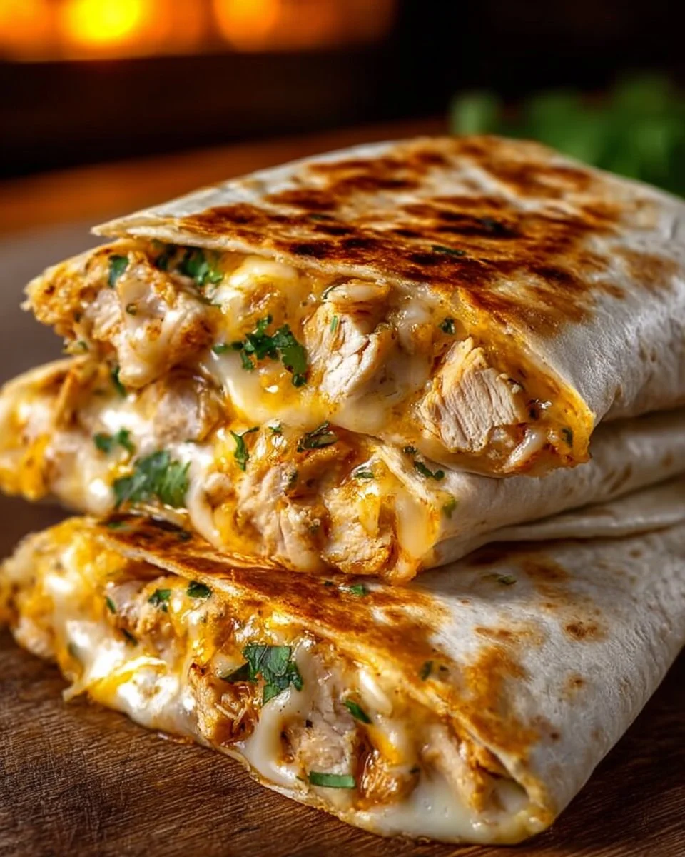 Cheesy Garlic Chicken Wraps