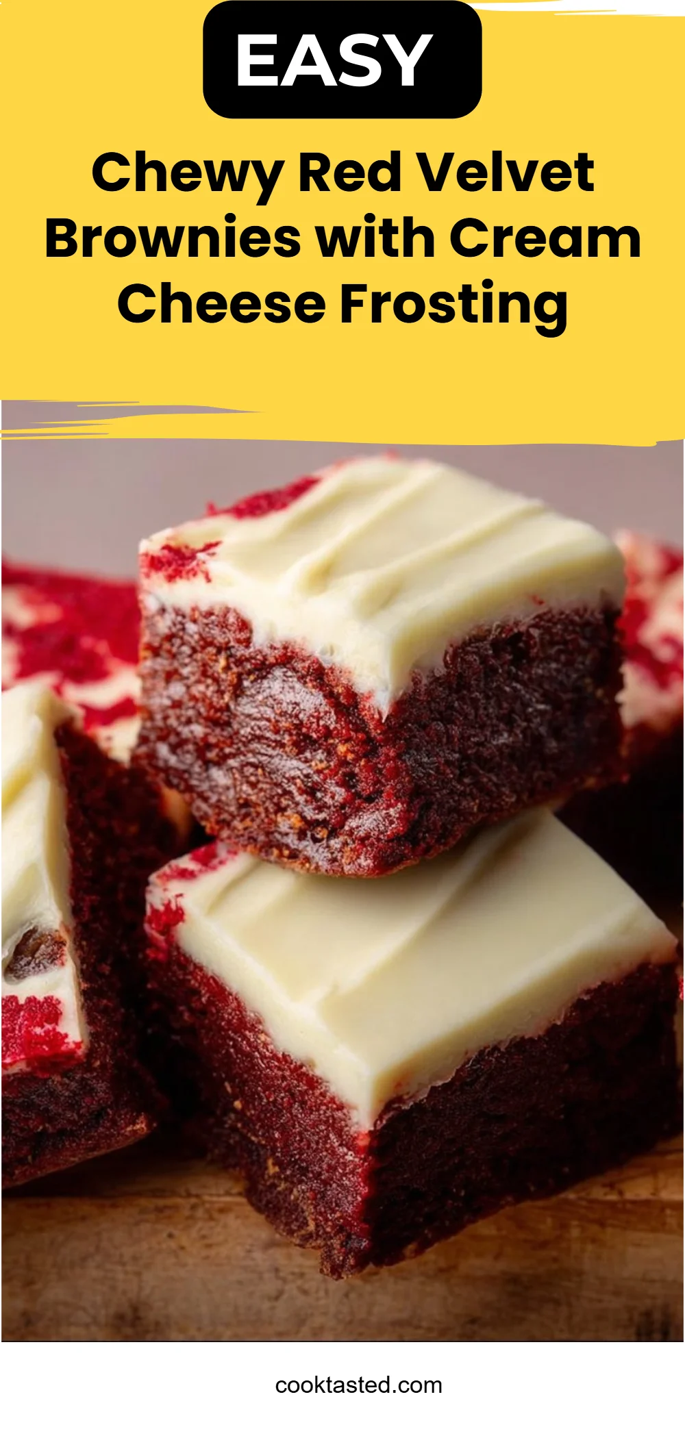 Chewy Red Velvet Brownies with Cream Cheese Frosting