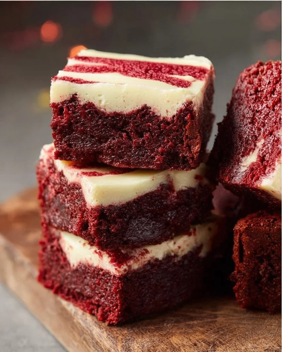 Chewy Red Velvet Brownies with Cream Cheese Frosting