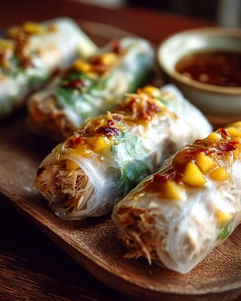 Chicken Mango Rice Paper Bundles