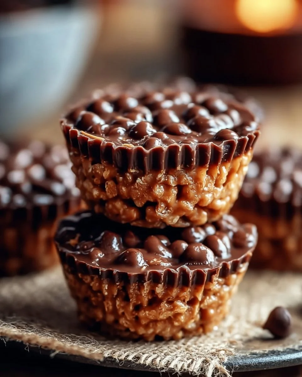 Chocolate Peanut Butter Rice Krispie Cups