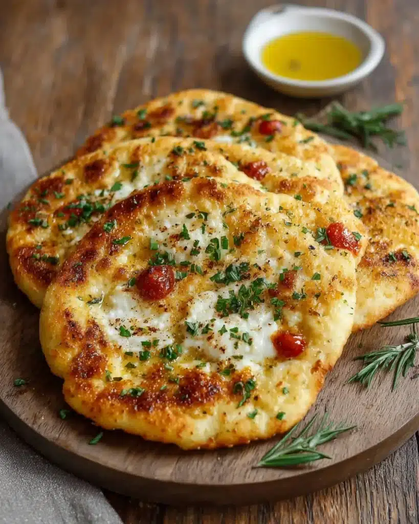 Homemade Cottage Cheese Flatbreads served with toppings