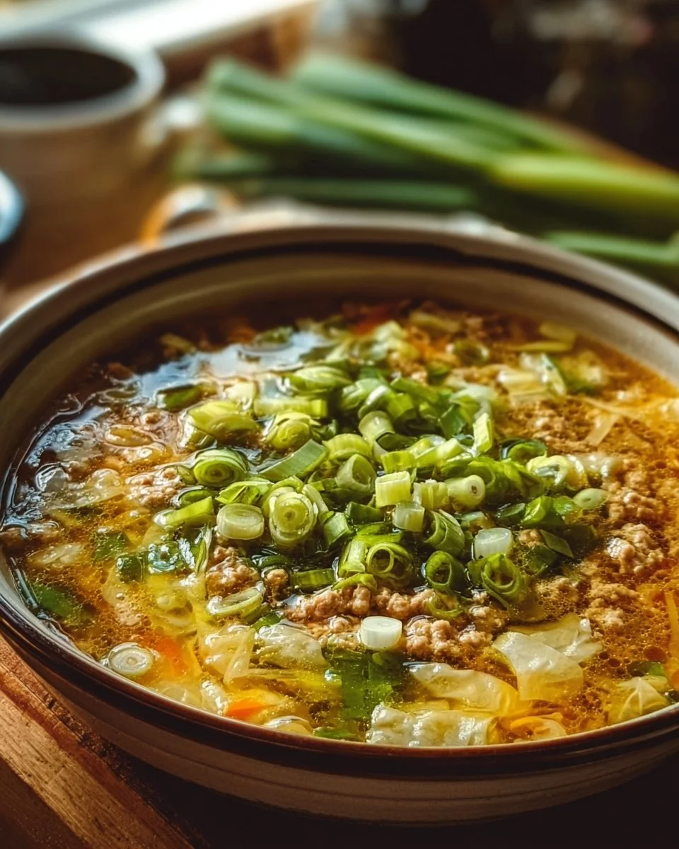 Cozy One-Pot Egg Roll Soup with Green Onions and Ginger